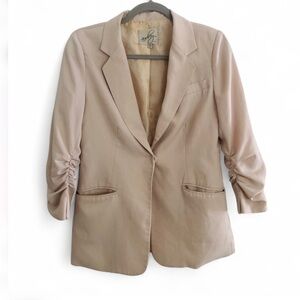 AUDREY 3 +1 BEIGE RUCHED SLEEVE BLAZER JACKET SIZE MEDIUM